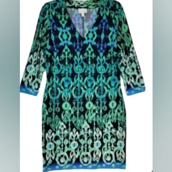 Donna Morgan NWOT Career formal Short Sleeve Sheath Dress Multicolor Print  Sz 6 - Picture 1 of 8